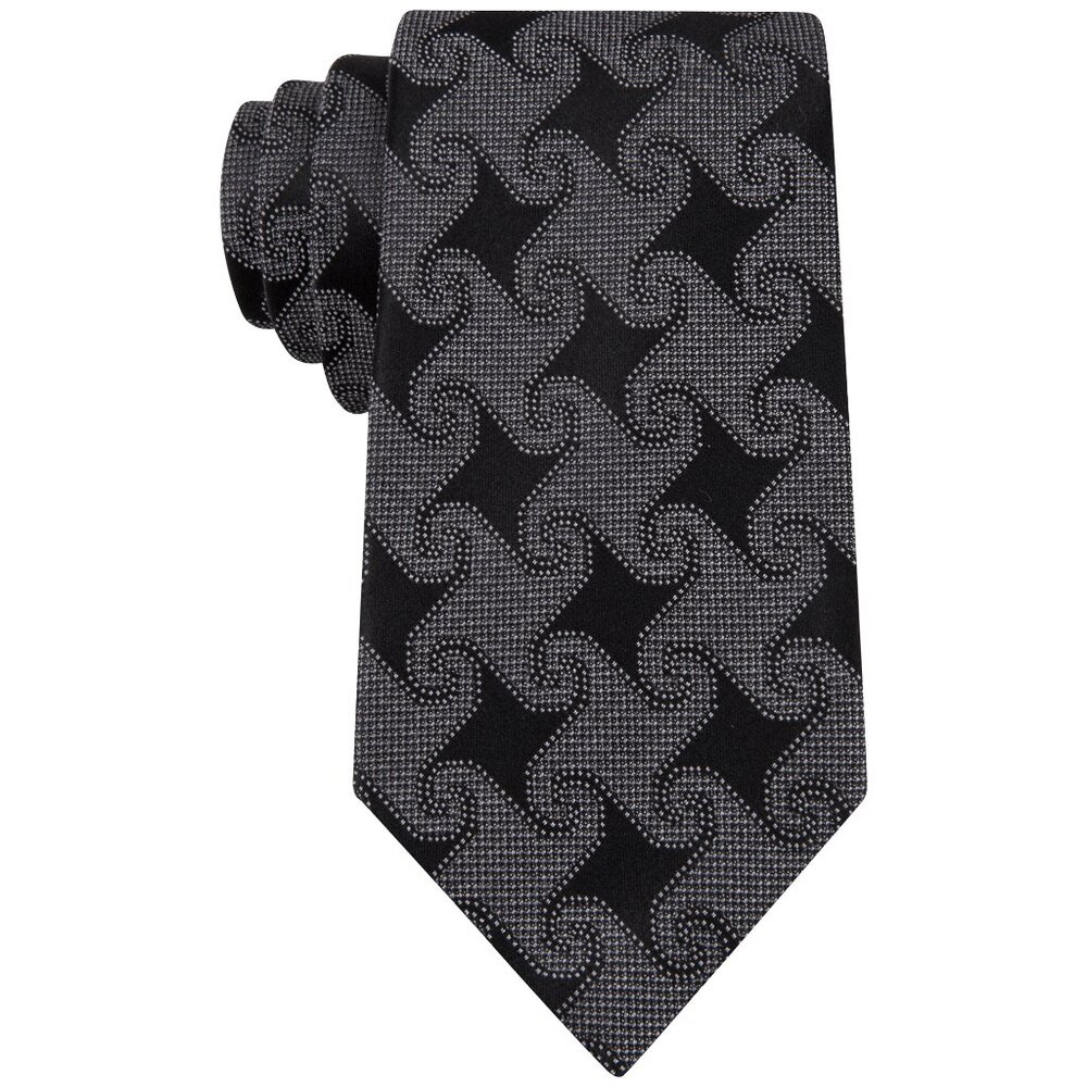 SEAN JOHN Gray Black Pinwheel Geometric Silk Classic Tie